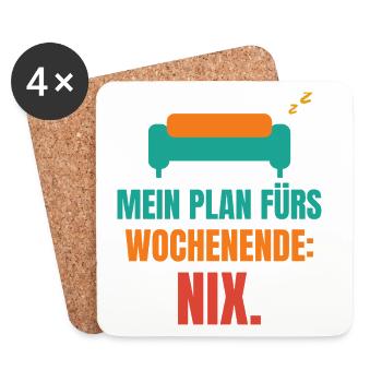 Mein Plan fürs Wochenende: Nix. - Untersetzer (4er-Set) - Weiß - Vorne