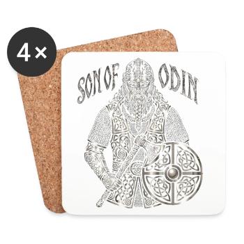 Son of Odin, Viking Krieger Knotenmuster Walhalla - Untersetzer (4er-Set) - Weiß - Vorne