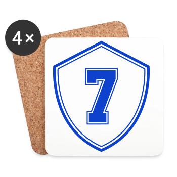 Blaues Sieben Shield Emblem - Untersetzer (4er-Set) - Weiß - Vorne