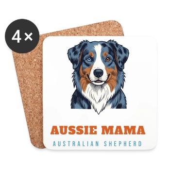 Aussie Mama – Australian Shepherd Hundemama - Untersetzer (4er-Set) - Weiß - Vorne