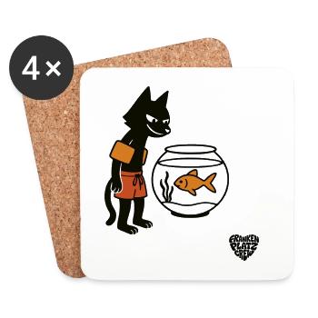 Bad Cat - Untersetzer (4er-Set) - Weiß - Vorne