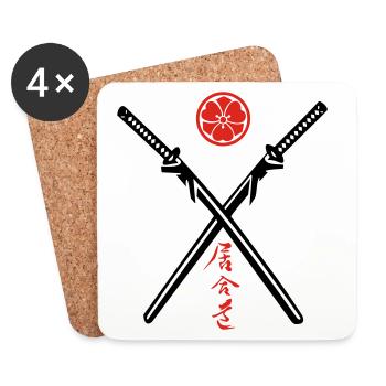 Iaido Kanji & Katana + Mon - Untersetzer (4er-Set) - Weiß - Vorne