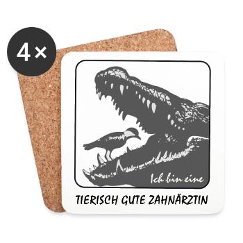 Krokodil Zahnärztin - Untersetzer (4er-Set) - Weiß - Vorne