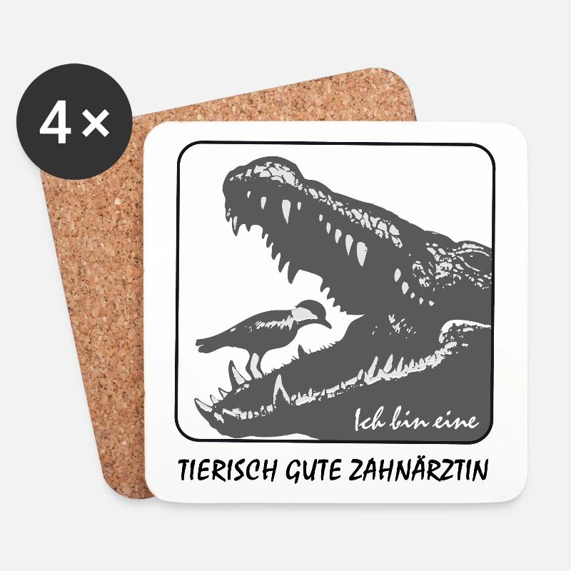 Krokodil Zahnärztin - Untersetzer (4er-Set) - Weiß