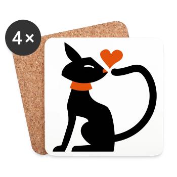 Amour de chat - Dessous de verre (lot de 4) - blanc - Devant