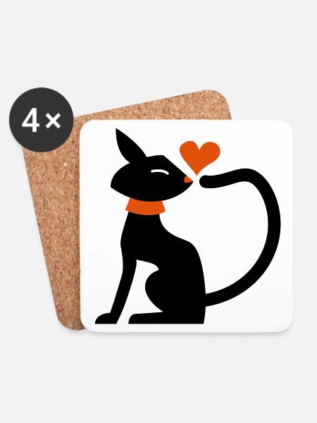 Cat Love - Coasters (set of 4) - white
