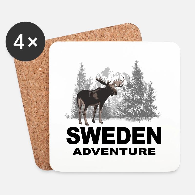 Sweden - Moose - Schweden - Elch - Untersetzer (4er-Set) - Weiß