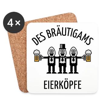 Des Bräutigams Eierköpfe (JGA / Team / POS / 3C) - Untersetzer (4er-Set) - Weiß - Vorne