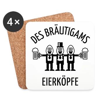 Des Bräutigams Eierköpfe (JGA / Trauzeuge / 1C) - Untersetzer (4er-Set) - Weiß - Vorne