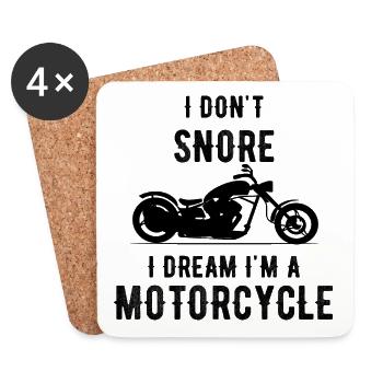 Schnarchen I Don 't I Dream I 'm a Motorrad Dad - Untersetzer (4er-Set) - Weiß - Vorne