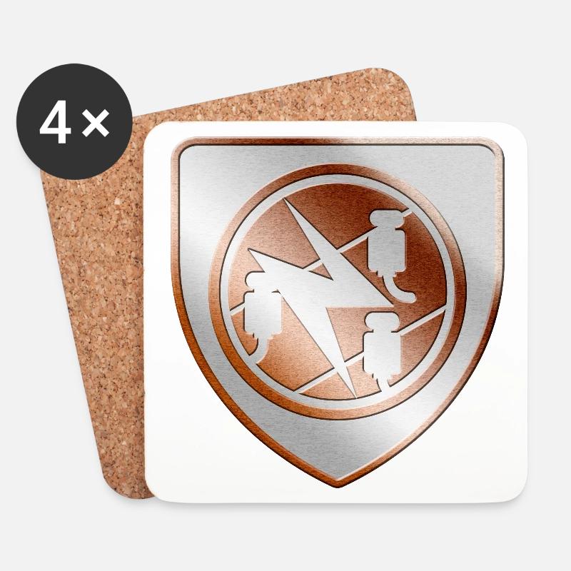 Elektriker Wappen Schild in 3D - Untersetzer (4er-Set) - Weiß