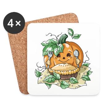 Citrouille d'Halloween - Dessous de verre (lot de 4) - blanc - Devant
