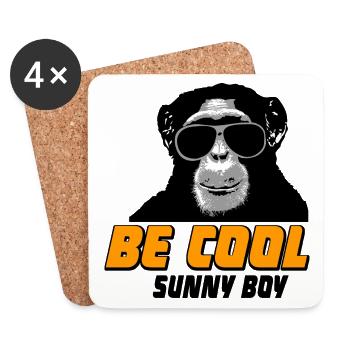 Chimpanzee - monkey - Coasters (set of 4) - white - Front
