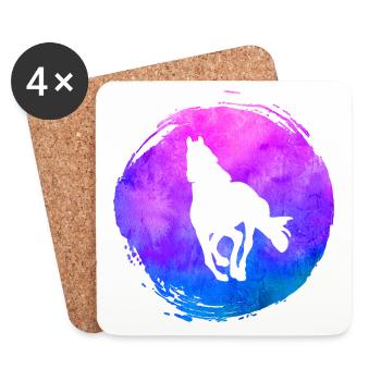 Pferde Tier Aquarell Art - Untersetzer (4er-Set) - Weiß - Vorne