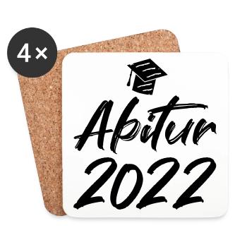 Abschluss Abitur 2022 Hut Pinselschrift - Untersetzer (4er-Set) - Weiß - Vorne