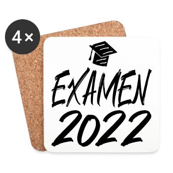 Abschluss Examen 2022 Hut Pinselschrift - Untersetzer (4er-Set) - Weiß - Vorne