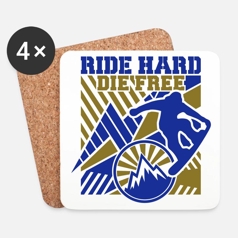 Ride Hard (Snowboarding) - Untersetzer (4er-Set) - Weiß