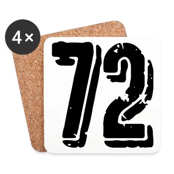 72 Zahl Trikot - Untersetzer (4er-Set) - Weiß - Vorne