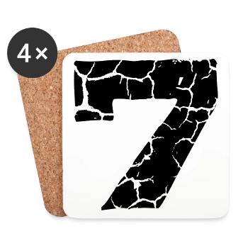 7 Zahl Trikot - Untersetzer (4er-Set) - Weiß - Vorne