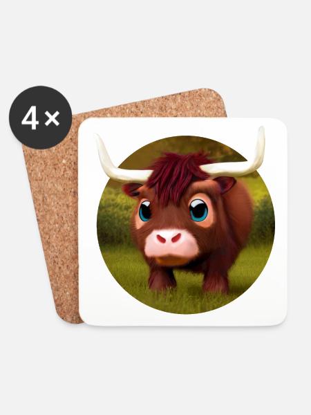 Baby water buffalo - Coasters (set of 4) - white