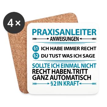 Praxisanleiter Praxisanleitung Abschiedsgeschenk - Untersetzer (4er-Set) - Weiß - Vorne