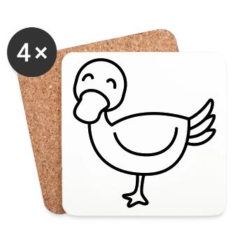 Canard Comic Animal - Dessous de verre (lot de 4) - blanc - Devant