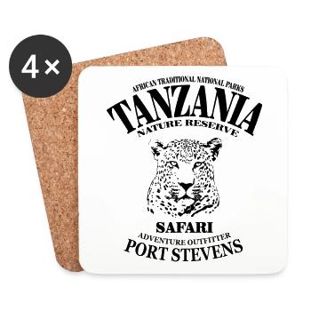 Tansanie - Tanzanie - Léopard - Dessous de verre (lot de 4) - blanc - Devant