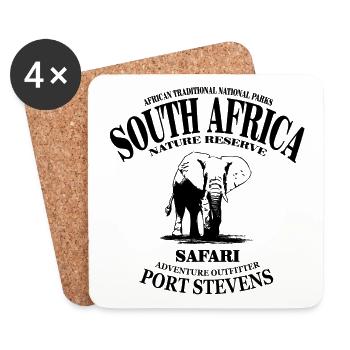 Afrique du Sud - Eléphant - Dessous de verre (lot de 4) - blanc - Devant