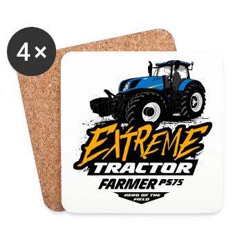 Tracteur - Tracteur - Agriculteur - Agriculteur - Dessous de verre (lot de 4) - blanc - Devant