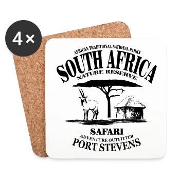 South Africa - Antelope - Coasters (set of 4) - white - Front