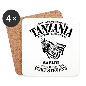 Tanzanie - Zèbre - Dessous de verre (lot de 4) - blanc - Devant