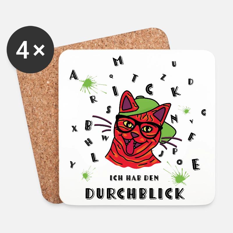 Ich hab den Durchblick - Schlaue freche rote Katze - Untersetzer (4er-Set) - Weiß