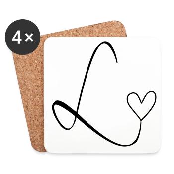Buchstabe L Buchstabe-L Kalligrafie - Untersetzer (4er-Set) - Weiß - Vorne