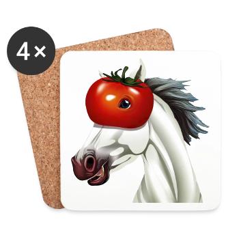Horse with tomato head - Unique work of art - Coasters (set of 4) - white - Front