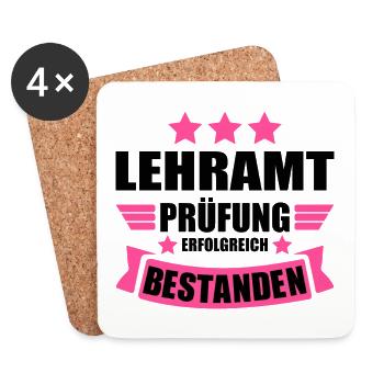 Lehramt Staatsexamen Abschluss bestanden Lehrerin - Untersetzer (4er-Set) - Weiß - Vorne