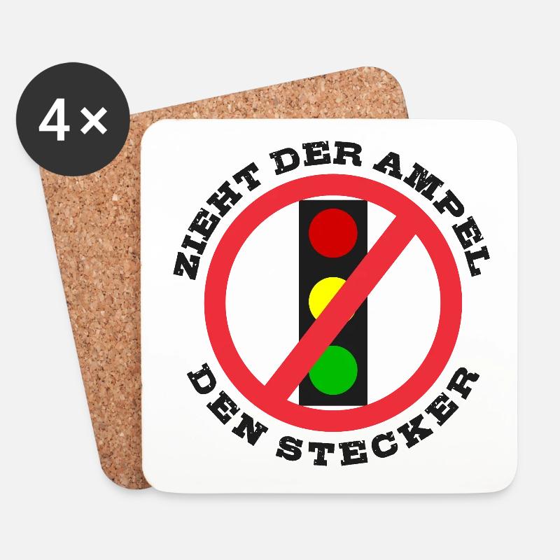 Zieht der Ampel den Stecker - Untersetzer (4er-Set) - Weiß