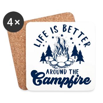 Life is Better around the Campfire - Coasters (set of 4) - white - Front
