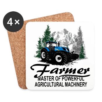 Tracteur - Tracteur - Agriculteur - Agriculteur - Dessous de verre (lot de 4) - blanc - Devant