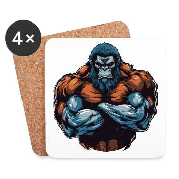 Gorille Muscles De Musculation - Dessous de verre (lot de 4) - blanc - Devant