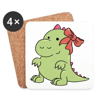 a little dinosaur at Christmas - Coasters (set of 4) - white - Front