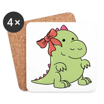 a little dinosaur at Christmas - Coasters (set of 4) - white - Front