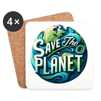 Sauvez la planète - Dessous de verre (lot de 4) - blanc - Devant