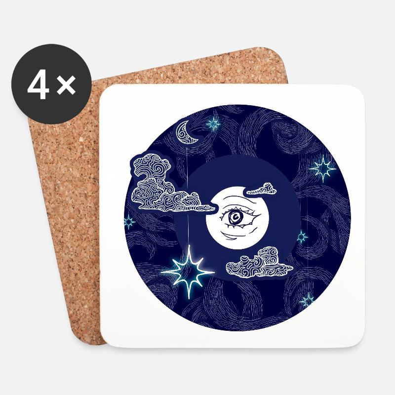 Mond Mandala - Untersetzer (4er-Set) - Weiß