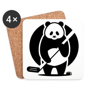 Silhouette de joueur de hockey sur glace panda - Dessous de verre (lot de 4) - blanc - Devant