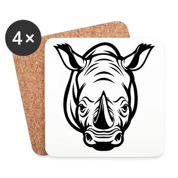 Tête de rhinocéros - Dessous de verre (lot de 4) - blanc - Devant