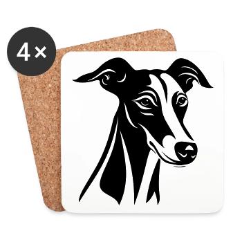 Greyhound Hund Kopf - Untersetzer (4er-Set) - Weiß - Vorne