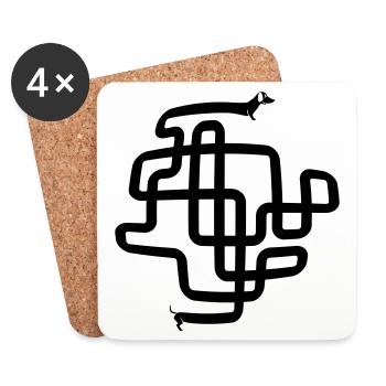 funny sausage dog, wiener dog, dachshund - Coasters (set of 4) - white - Front