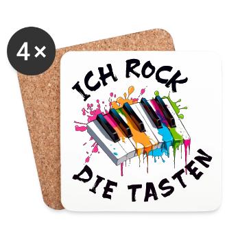Musik Klavier "Ich rock die Tasten" Farbspritzer - Untersetzer (4er-Set) - Weiß - Vorne