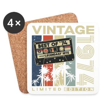 Jahrgang 1974 Vintage Geburtstag Retro Geschenk - Untersetzer (4er-Set) - Weiß - Vorne