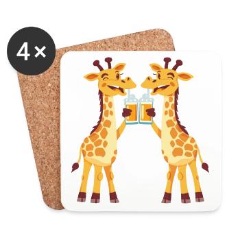 Giraffe Comic Tier Bier Lustig Saufen - Untersetzer (4er-Set) - Weiß - Vorne